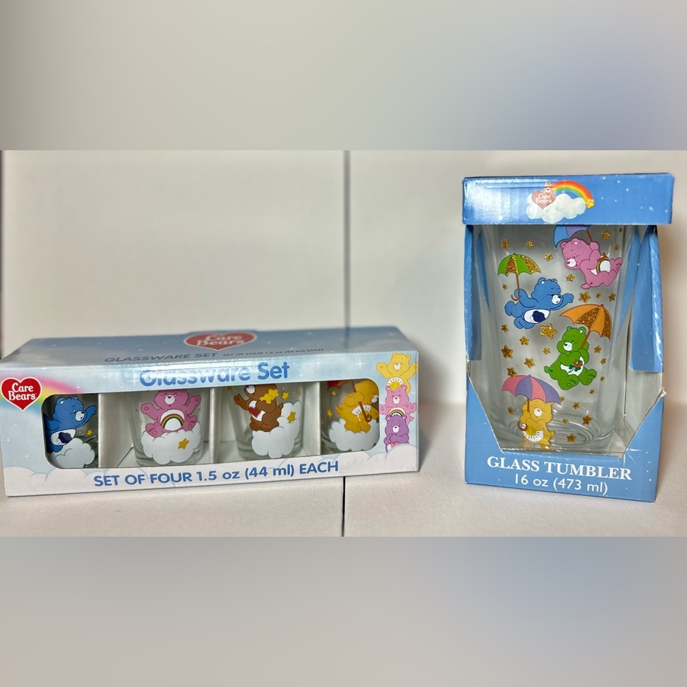 Care bear shot glass set & glass tumbler